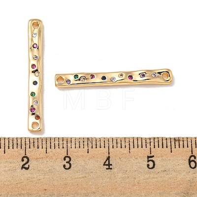 Brass Pave Colorful Cubic Zirconia Connector Charms KK-K378-13G-1