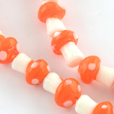 Autumn Theme Mushroom Handmade Lampwork Beads Strands X-LAMP-R116-15-1