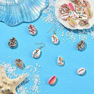 36Pcs 12 Styles Printed Natural Cowrie Shell Beads SHEL-YW0001-26-1