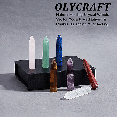 Olycraft 7Pcs Single Terminated Pointed Natural Gemstone Decoraions AJEW-OC0003-17-1