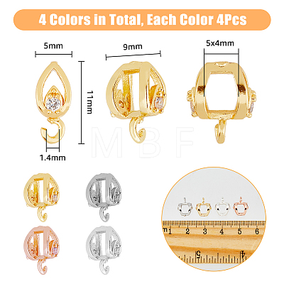 DICOSMETIC 16Pcs 4 Colors Rack Plating Brass Micro Pave Cubic Zirconia Hanger Links KK-DC0003-65-1
