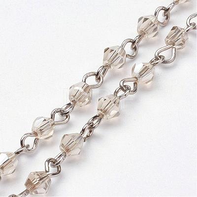 Handmade Electroplate Glass Beads Chains AJEW-JB00285-1