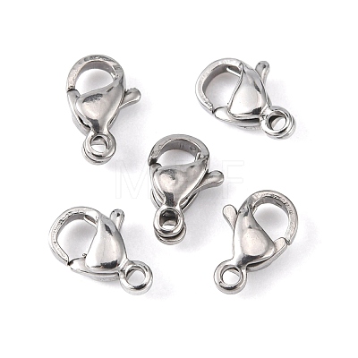 304 Stainless Steel Lobster Claw Clasps X-STAS-M262-01-9mm-1