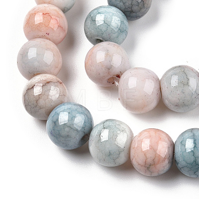 Opaque Crackle Glass Round Beads Strands GLAA-T031-01C-1