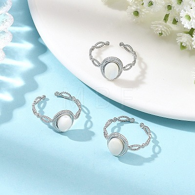 304 Stainless Steel Shell Cuff Open Rings RJEW-JR01111-02-1