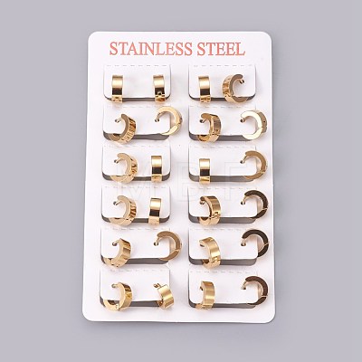 304 Stainless Steel Huggie Hoop Earrings X-EJEW-O087-09D-1