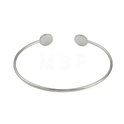 304 Stainless Steel Cuff Blank Bangle Bases with Flat Round Tray STAS-Z088-02P-1