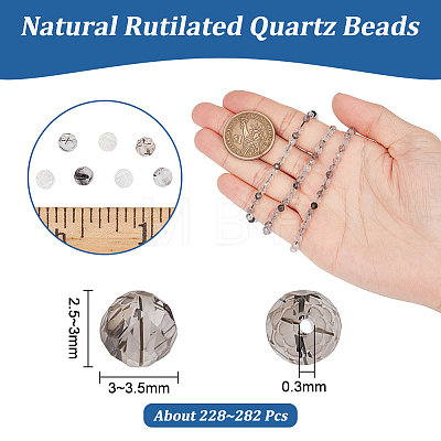  2 Strands Natural Rutilated Quartz Beads Strands G-NB0005-06-1
