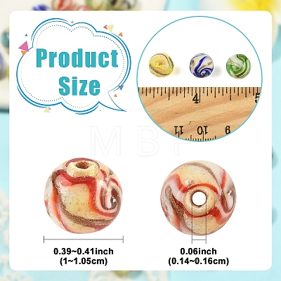 30Pcs 6 Colors Handmade Gold Sand Lampwork Beads LAMP-YW0004-21-1