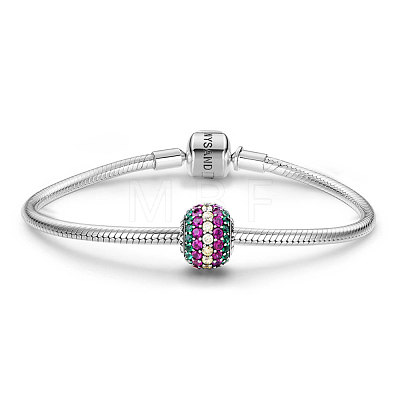 TINYSAND Rondelle Rhodium Plated 925 Sterling Silver European Beads TS-C-023-1
