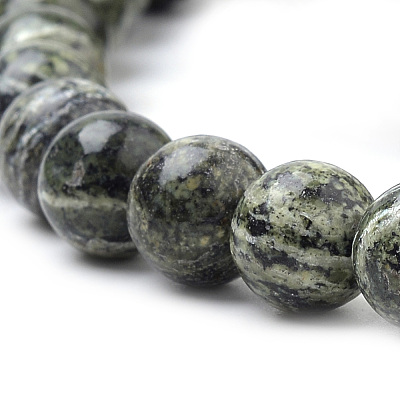 Natural Green Zebra Jasper Beads Strands G-S259-34-6mm-1