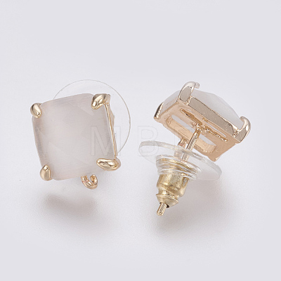 Faceted Glass Stud Earring Findings GLAA-F084-C13-1