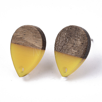 Resin & Walnut Wood Stud Earring Findings MAK-N032-002A-B06-1