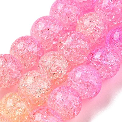 Spray Painted Crackle Glass Beads Strands DGLA-C002-8mm-01-1