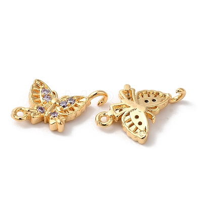 Brass Micro Pave Cubic Zirconia Connector Charms KK-C062-011G-1
