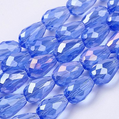 Electroplate Glass Beads Strands EGLA-D015-15x10mm-12A-1