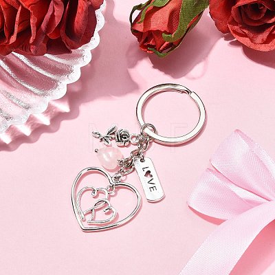 Natural Rose Quartz Keychain KEYC-JKC01081-01-1