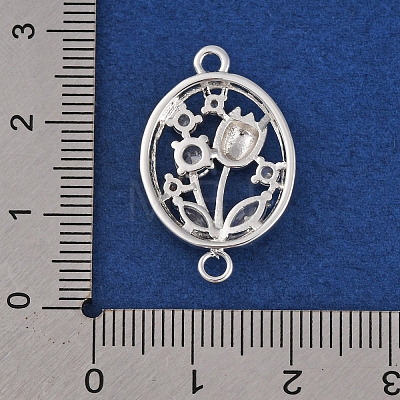 Brass Pave Clear Cubic Zirconia Connector Charms KK-Z066-10S-1