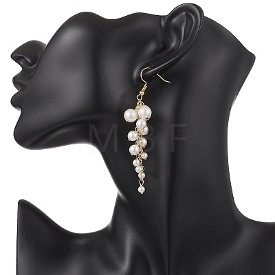 Shell Pearl Round Dangle Earrings EJEW-JE06842-1