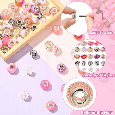 50Pcs Resin European Beads RESI-CJC0050-01B-1