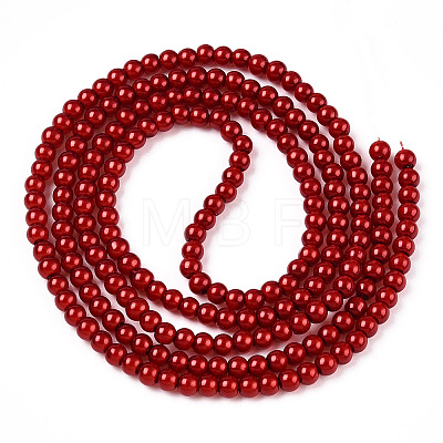 Baking Painted Pearlized Glass Pearl Round Bead Strands HY-Q003-4mm-74-1