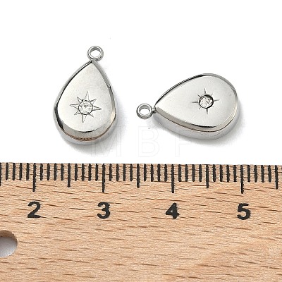 304 Stainless Steel Crystal Rhinestone Teardrop Charms STAS-L022-354P-1