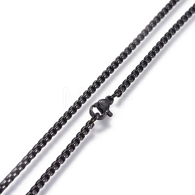 304 Stainless Steel Box Chain Necklaces NJEW-P244-01B-1
