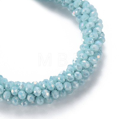 AB Color Plated Faceted Opaque Glass Beads Stretch Bracelets BJEW-S144-003D-1