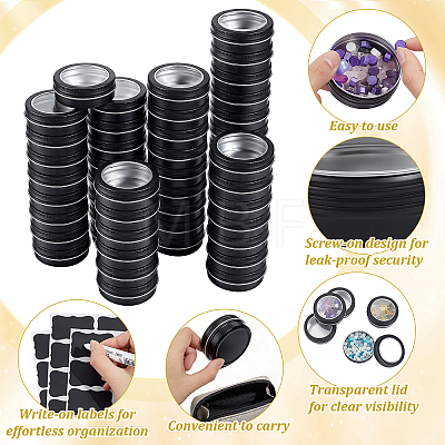 50Pcs Round Aluminum Packing Boxes with Visible Window Lid CON-WA0001-30-1