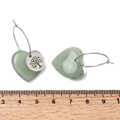 Natural Green Aventurine & 304 Stainless Steel Hoop Earrings for Women EJEW-G475-05P-07-1