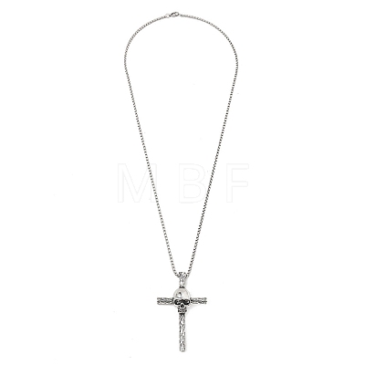 Zinc Alloy Cross Pendant Necklaces NJEW-M211-06A-ASP-1