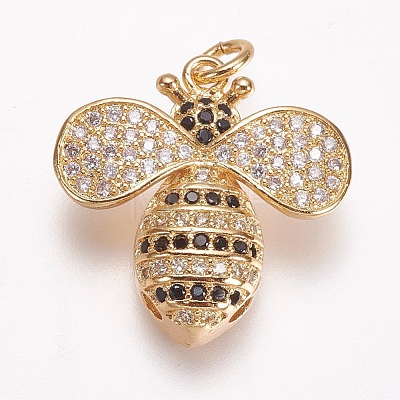 Brass Micro Pave Cubic Zirconia Pendants ZIRC-A009-08G-1