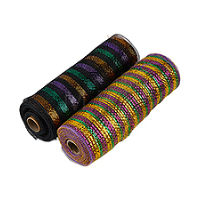 DICOSMETIC 2 Rolls 2 Colors PP Striped Mesh Ribbons SRIB-DC0001-02-1