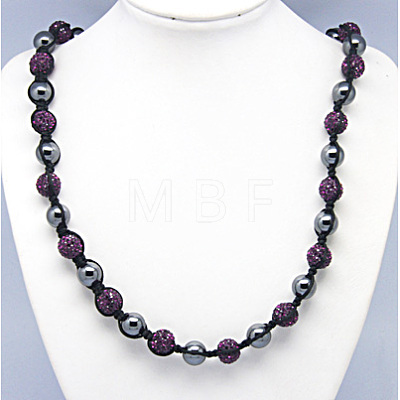 Fashion Polymer Clay Rhinestone Necklaces X-NJEW-Q172-5-1