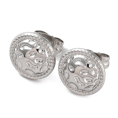 Non-Tarnish 304 Stainless Steel Flat Round Button Ear Studs for Women EJEW-P234-10P-1