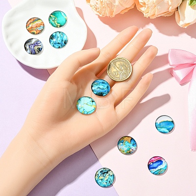 Glass Marbleize Cabochons GGLA-YW0002-01-1