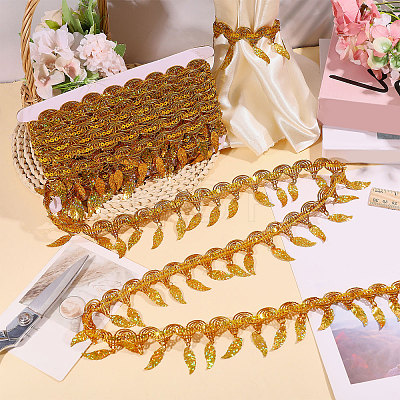 Polyester Metallic Thread Lace Tassel Ribbons OCOR-WH0108-42D-1
