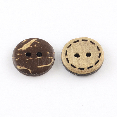 2-Hole Flat Round Coconut Buttons X-BUTT-R035-002-1