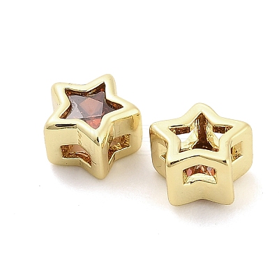 Brass with Cubic Zirconia Beads KK-H527-17G-1