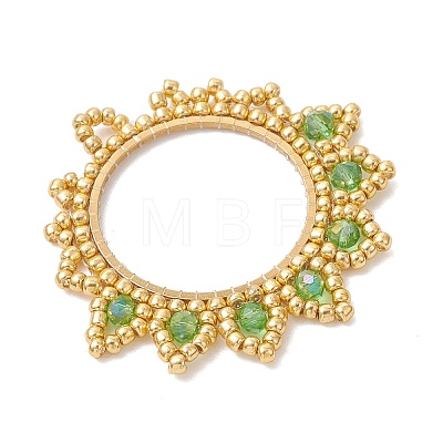 Glass Seed Beaded Flower Pendants PALLOY-MZ01237-02-1