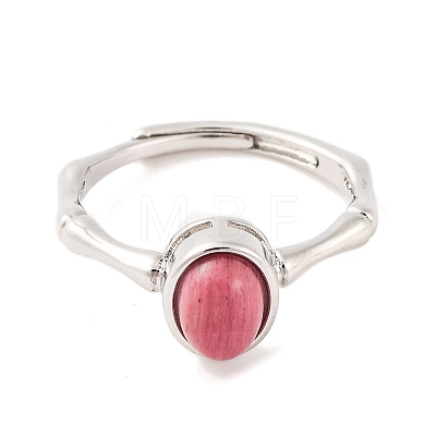 Oval Natural Rhodonite Adjustable Rings RJEW-Q817-04P-04-1