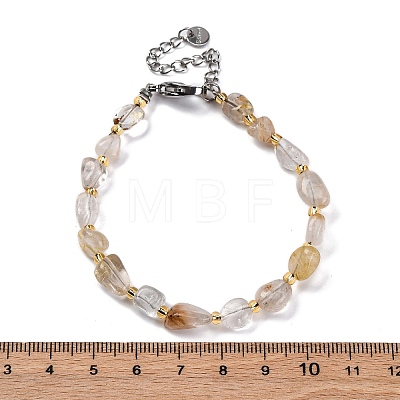 Natural Rutilated Quartz Beaded Bracelets G-P563-07P-03-1