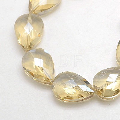 Electroplate Crystal Glass Teardrop Beads Strands X-EGLA-F067B-10-1