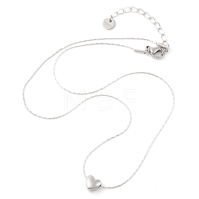 Non-Tarnish 304 Stainless Steel Cardano Chain Heart Pendant Necklaces for Women NJEW-Z046-01P-1