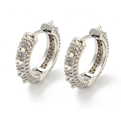 Brass Micro Pave Cubic Zirconia Hoop Earrings EJEW-I300-11P-1