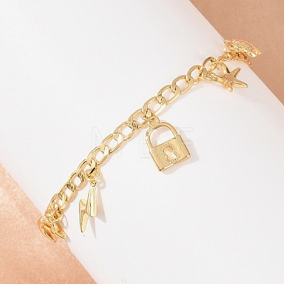 Brass Charm Bracelets BJEW-F545-01C-G-1