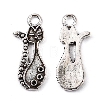 Tibetan Style Alloy Kitten Pendant Settings for Enamel LS-PALLOY-A15359-AS-NF-1