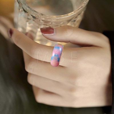 Resin Simple Plain Band Finger Ring with Clouds Pattern for Women JR850A-1