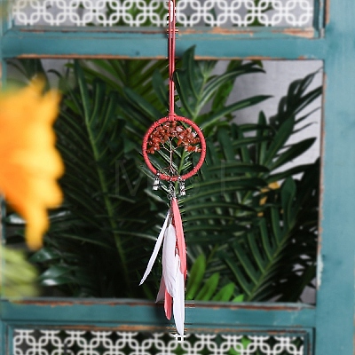 Woven Net/Web with Feather Hanging Ornaments PW-WG2EEA4-06-1