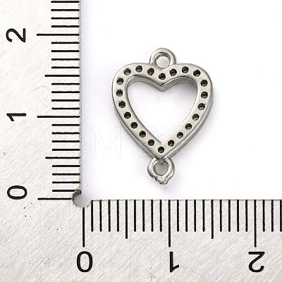 Brass Micro Pave Clear Cubic Zirconia Heart Links Connector Charms KK-A230-03A-P-1